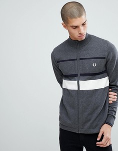 Серый фактурный кардиган на молнии Fred Perry - Серый