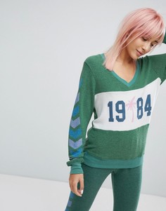 Свитшот с V-образным вырезом и шевронным принтом на рукавах Wildfox - Зеленый