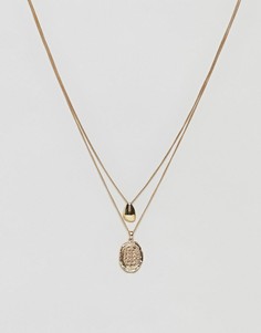 Многорядное ожерелье с подвесками ASOS - Золотой