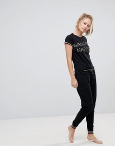 Пижамный комплект из футболки с принтом Gangsta Napper и леггинсов Loungeable - Черный
