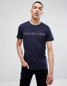 Футболка с принтом Calvin Klein Jeans - Темно-синий
