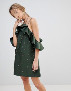 Декорированное платье C/Meo Collective Assemble - Зеленый