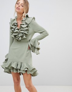 Платье с оборками C/Meo Collective Immerse - Зеленый