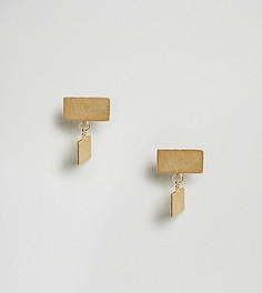Позолоченные серьги-подвески с прямоугольником ASOS - Золотой