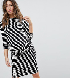 Платье в полоску с рукавами длиной 3/4 New Look Maternity - Черный
