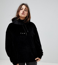 Худи из черного бархата Puma эксклюзивно для ASOS Plus - Черный