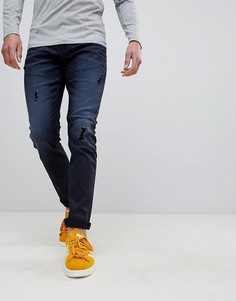 Узкие джинсы с покрытием и рваной отделкой Only & Sons - Темно-синий
