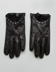 Кожаные перчатки с заклепками Boardmans - Черный