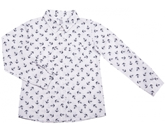 Блуза для девочки Barkito, &quot;Ривьера 1&quot;, белая с рисунком