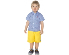 Сорочка с коротким рукавом для мальчика Barkito «Подводный мир 2», белая в синюю полоску