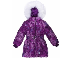 Куртка зимняя для девочки Barkito, фиолетовая с рисунком &quot;цветы&quot;