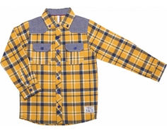 Рубашка для мальчика Barkito «Дровосек», желтая с рисунком «клетка»