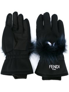 перчатки с лисьим мехом Fendi