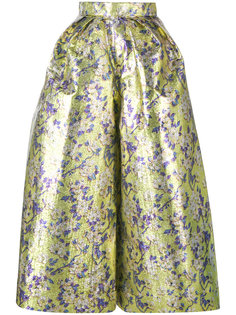 широкие укороченные брюки с цветочным узором Delpozo
