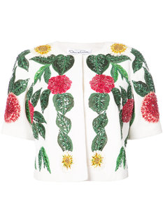 пиджак с рукавами до локтя и цветочной отделкой  Oscar de la Renta