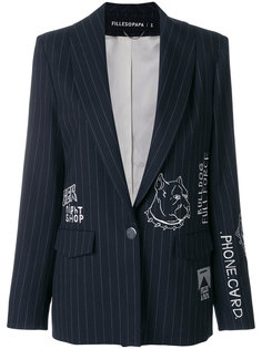пиджак в тонкую полоску с вышивкой Filles A Papa