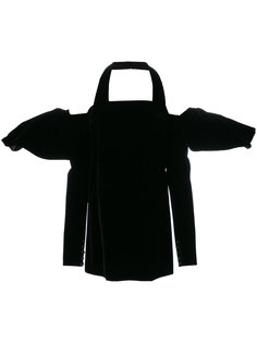 бархатное платье мини с объемными рукавами Saint Laurent