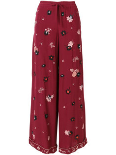 брюки-палаццо с цветочной вышивкой  Valentino