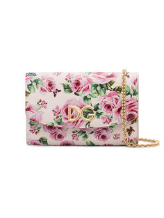 кошелек на цепочке с принтом роз и логотипом Dolce & Gabbana