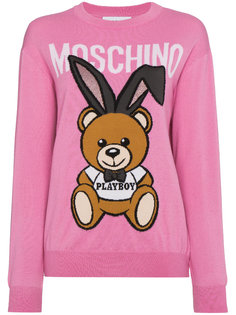 свитер с круглым вырезом с медведем и логотипом Moschino