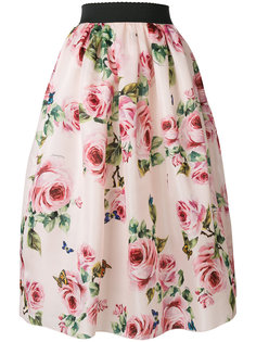 юбка с принтом роз Dolce & Gabbana
