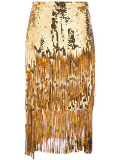 юбка с пайетками и кисточками Rochas