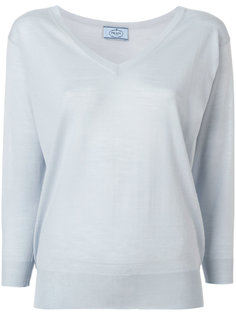 свитер плотной вязки с V-образным вырезом Prada