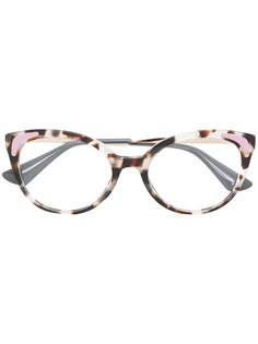 очки в оправе "кошачий глаз" с эффектом черепашьего панциря Prada Eyewear