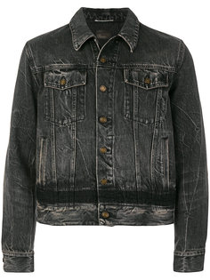укороченная джинсовая куртка с эффектом потертости Saint Laurent