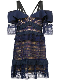 расклешенное прозрачное платье с вышивкой Self-Portrait