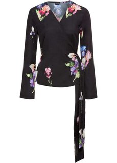 Блуза-кимоно с расклешенными рукавами (черный с рисунком) Bonprix