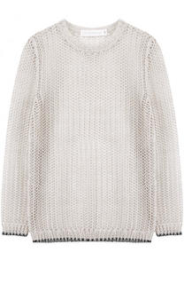 Льняной пуловер фактурной вязки с круглым вырезом Victoria Beckham