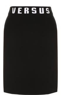 Однотонная мини-юбка с эластичным поясом Versace