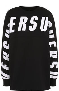 Хлопковый свитшот с контрастным логотипом бренда Versace