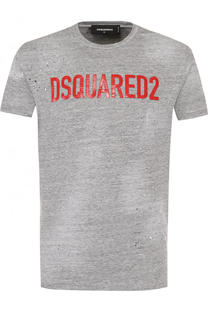 Хлопковая футболка с логотипом бренда Dsquared2