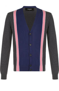 Шерстяной кардиган на пуговицах с V-образным вырезом Dsquared2