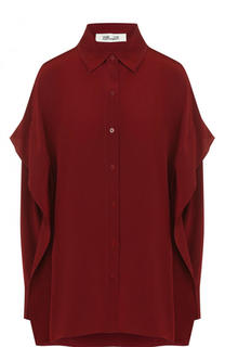 Шелковая блуза свободного кроя с оборками Diane Von Furstenberg