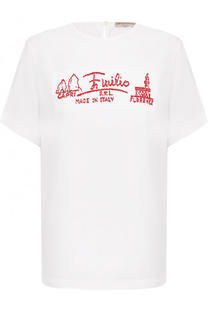 Шелковый топ прямого кроя с контрастной отделкой Emilio Pucci