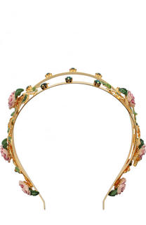 Ободок с декором в виде цветов и кристаллами Swarovski Dolce &amp; Gabbana