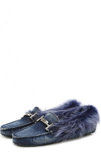 Мокасины из денима с внутренней отделкой из овчины Tod’s