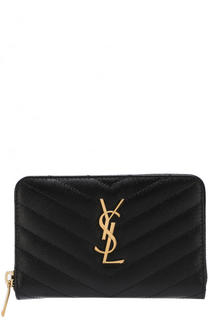 Кожаный кошелек Monogram на молнии с логотипом бренда Saint Laurent
