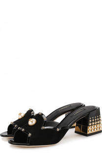 Замшевые мюли Bianca с декором на массивном каблуке Dolce &amp; Gabbana