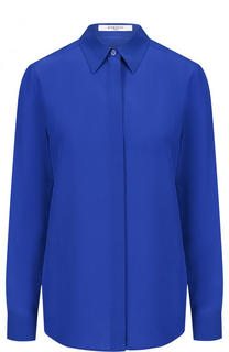 Однотонная шелковая блуза прямого кроя Givenchy