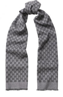 Шерстяной шарф с бахромой Gucci
