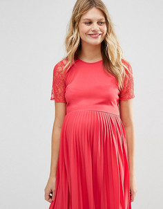 Фактурное платье мини для беременных с плиссировкой ASOS Maternity - Оранжевый