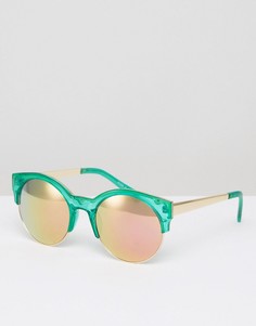 Круглые солнцезащитные очки с зеркальными линзами River Island - Зеленый