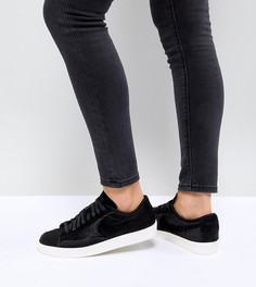 Черные низкие премиум-кроссовки с эффектом ворса пони Nike Blazer - Черный