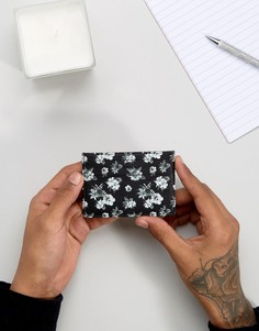 Монохромный кожаный кошелек для карт с цветочной отделкой ASOS - Черный