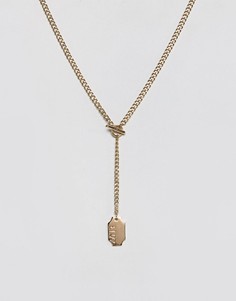Золотистое ожерелье с подвеской-жетоном ASOS - Золотой