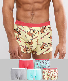 5 боксеров-брифов с принтом ASOS - Мульти